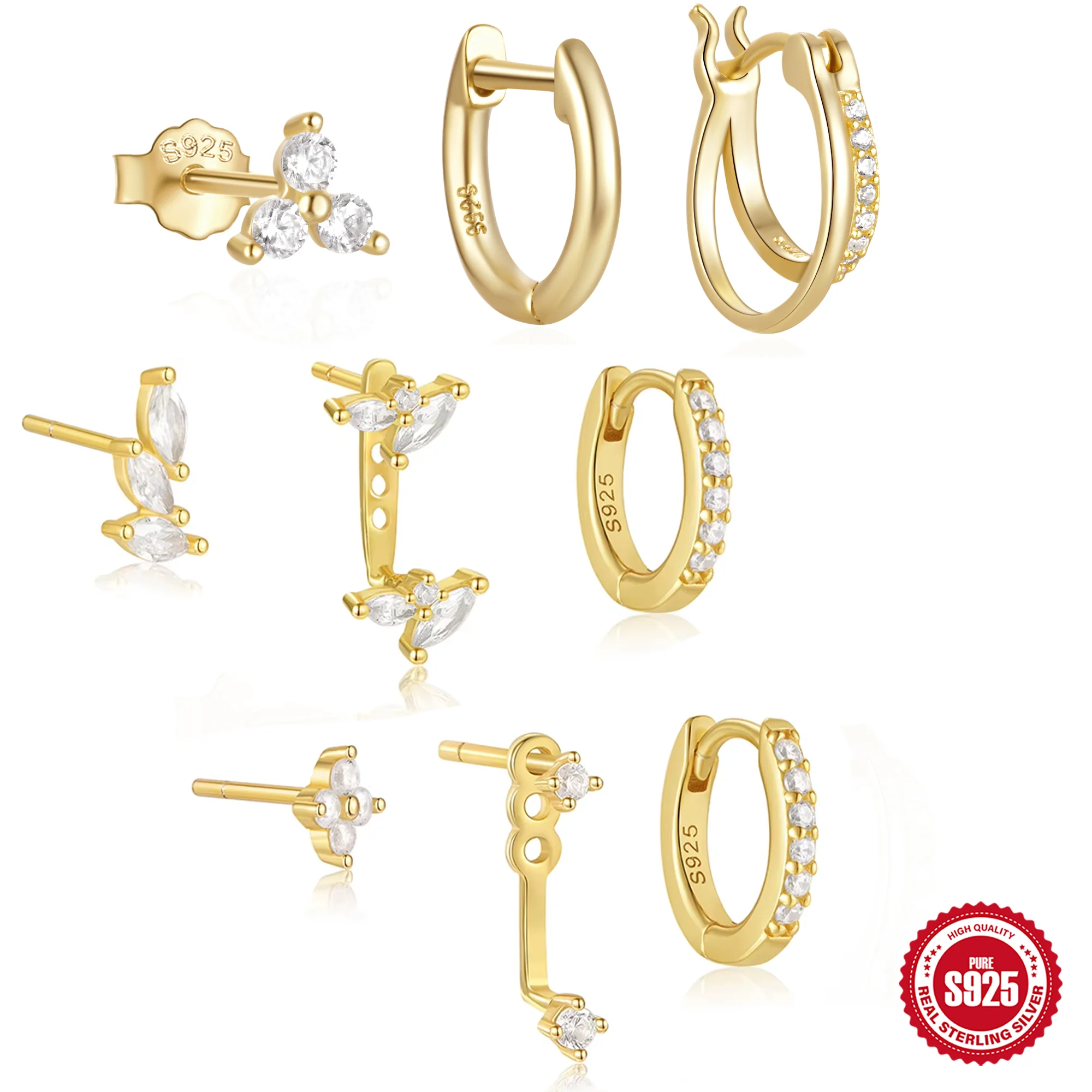 

BOAKO 925 Sterling Silver Four-leaf Clover Pendant For Woman Hoop Earring Elegant Everyday Wear, Perfect Valentine's Day Gift