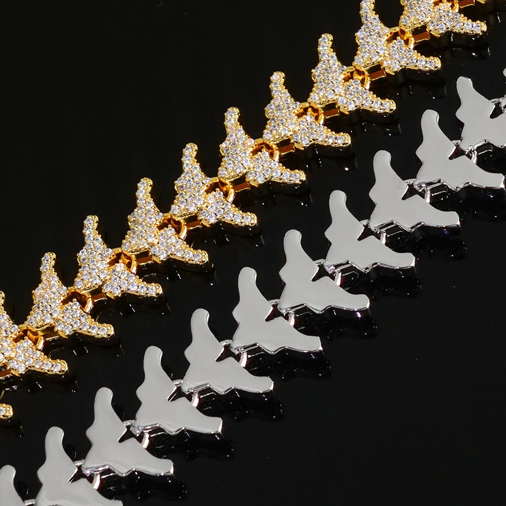 ESKEEM Full Iced Out Arrow Link Bracelet 16mm Silver Plated with Elastic Clasp Micro Pave Zircon Design Hip Hop Fine Jewelry