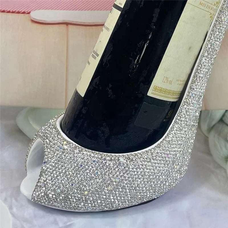 

Elegant Rhinestone High Heel Wine Rack -Creative Shoe Design Wine Bottle Holder, Ideal For Bar Decor And Wine Storage-AT64