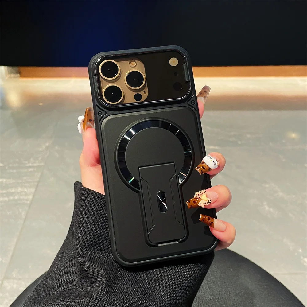 Luxuriöse unsichtbare Magnetische Hülle mit Ständer für iPhone 17 16 15 14 Plus 13 12 18 Pro Max, kabellose Ladehülle mit Linsenschutz – Detail 6