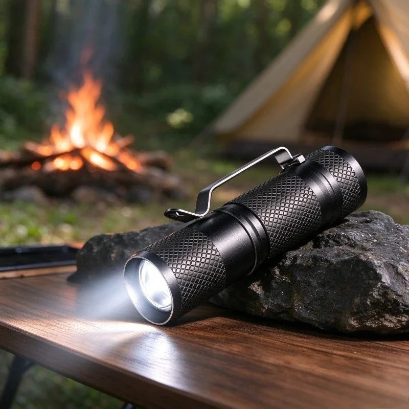 SMILING SHARK Ultra Powerful Mini LED Flashlight USB Rechargeable High Brightness EDC Torch With Metal Pen Clip Zoom Hand Lamp