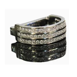 Fashion High-end Men's D-shaped Zircon Inlaid Tie Ring Clips Metal Hoop Knot Ring Business Wedding Party Accessories Decoration
