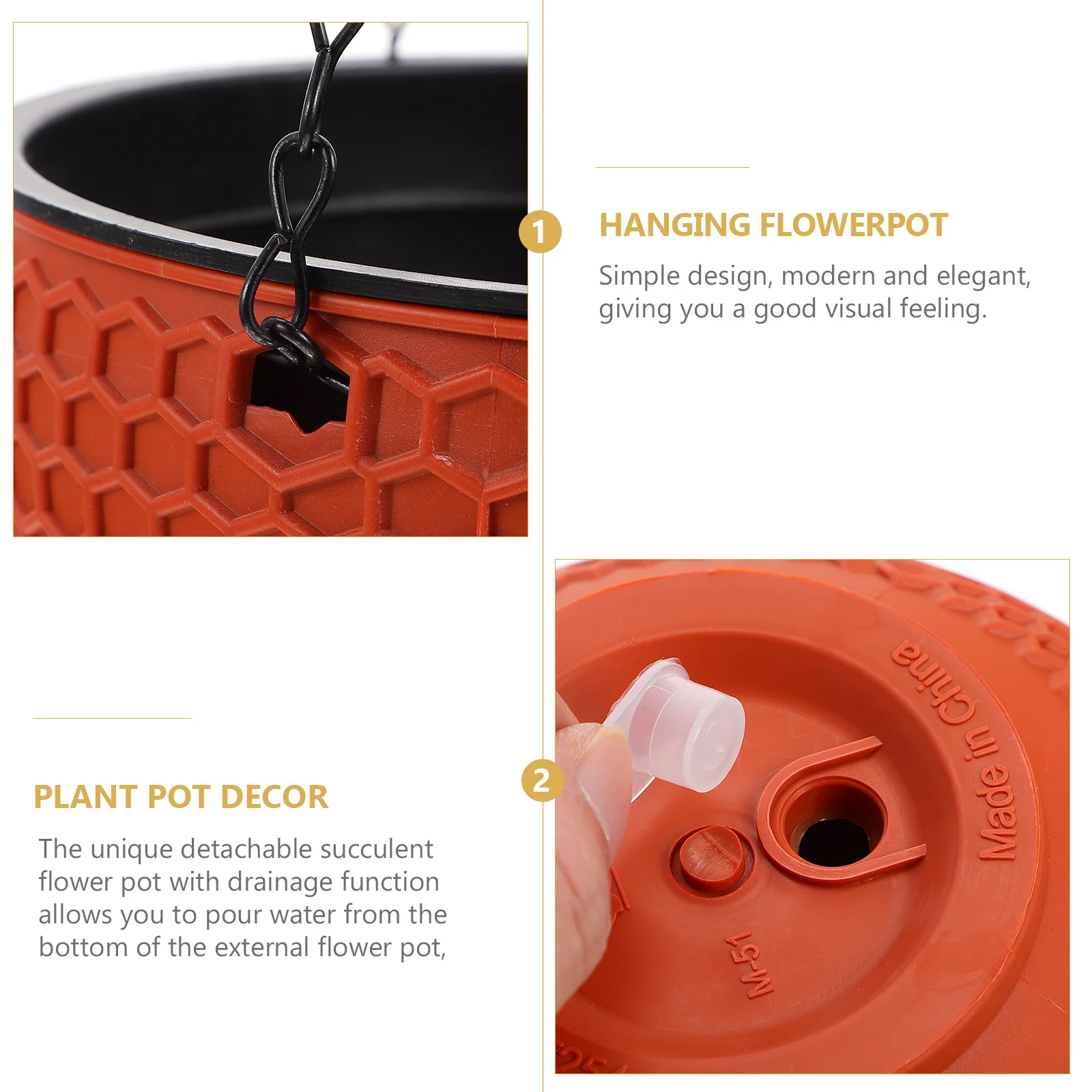 

2pcs Plastic Flowerpot Hanging Garden Planter Design For Indoor Outdoor Balcony Decor Succulent Flowerpots