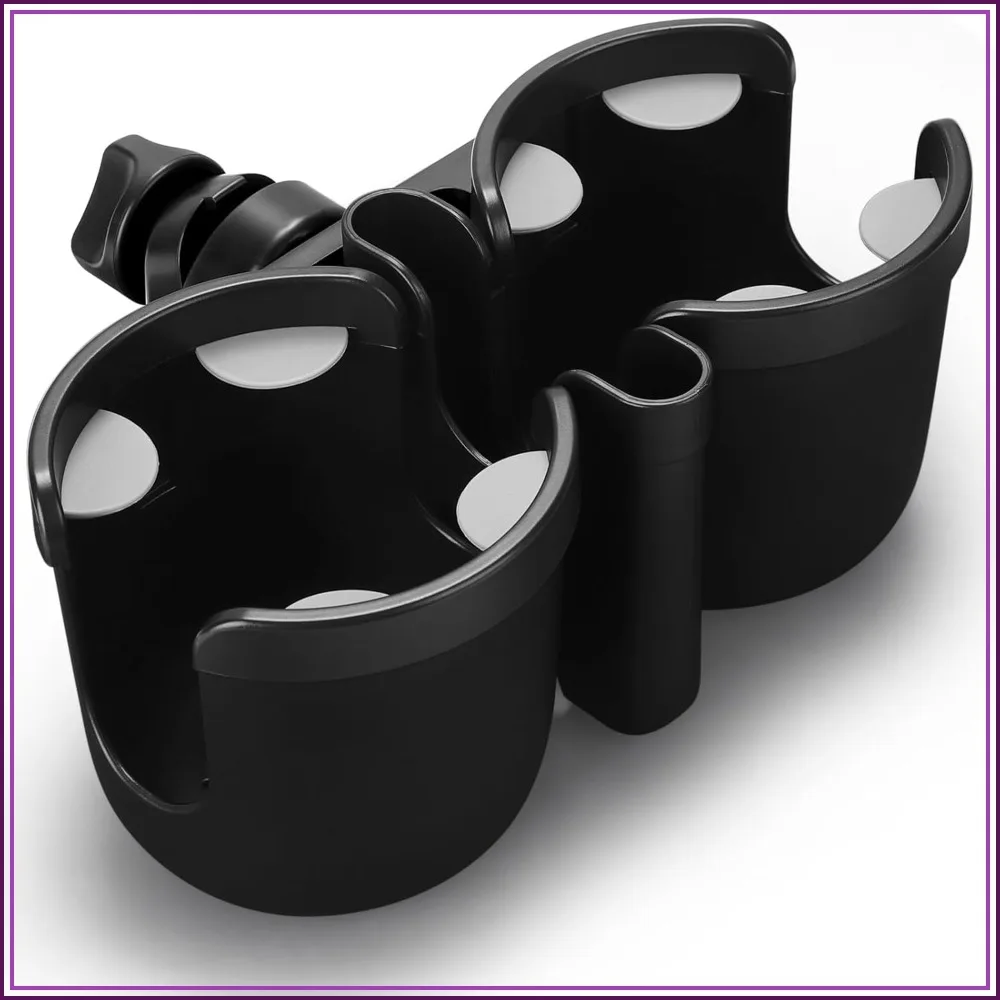 2-in-1 Cup & Phone Holder for Strollers, Bikes, Wheelchairs, Universal Clamp