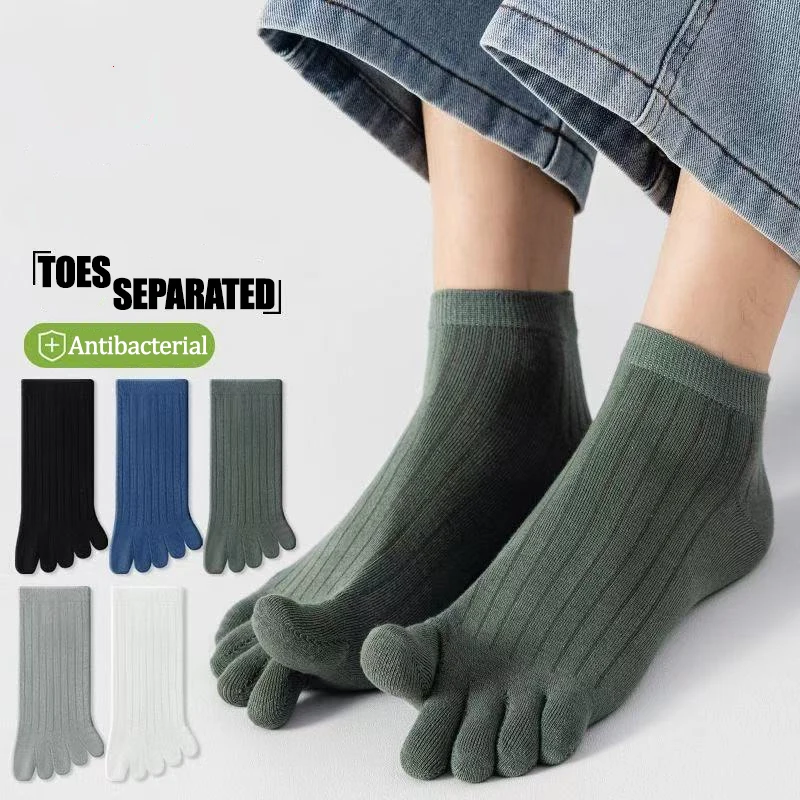 1 Paar Herrensocken aus atmungsaktiver Baumwolle, lässig, dünn, hochwertige Zehensocken, elastisch, modisch, fünf Finger, Socken für Herren, Sport, Laufen