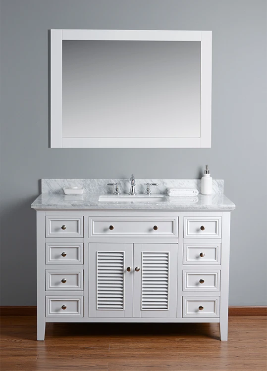 Homedee 48"  white solid wood  Bathroom Vanity Cabinet with Countertop for Hotel Use