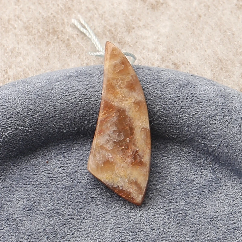 

Warm Brown Shimmering Polished Sunstone Pendant Irregular Tusk-Shaped Gemstone Jewelry Component for DIY Accessories