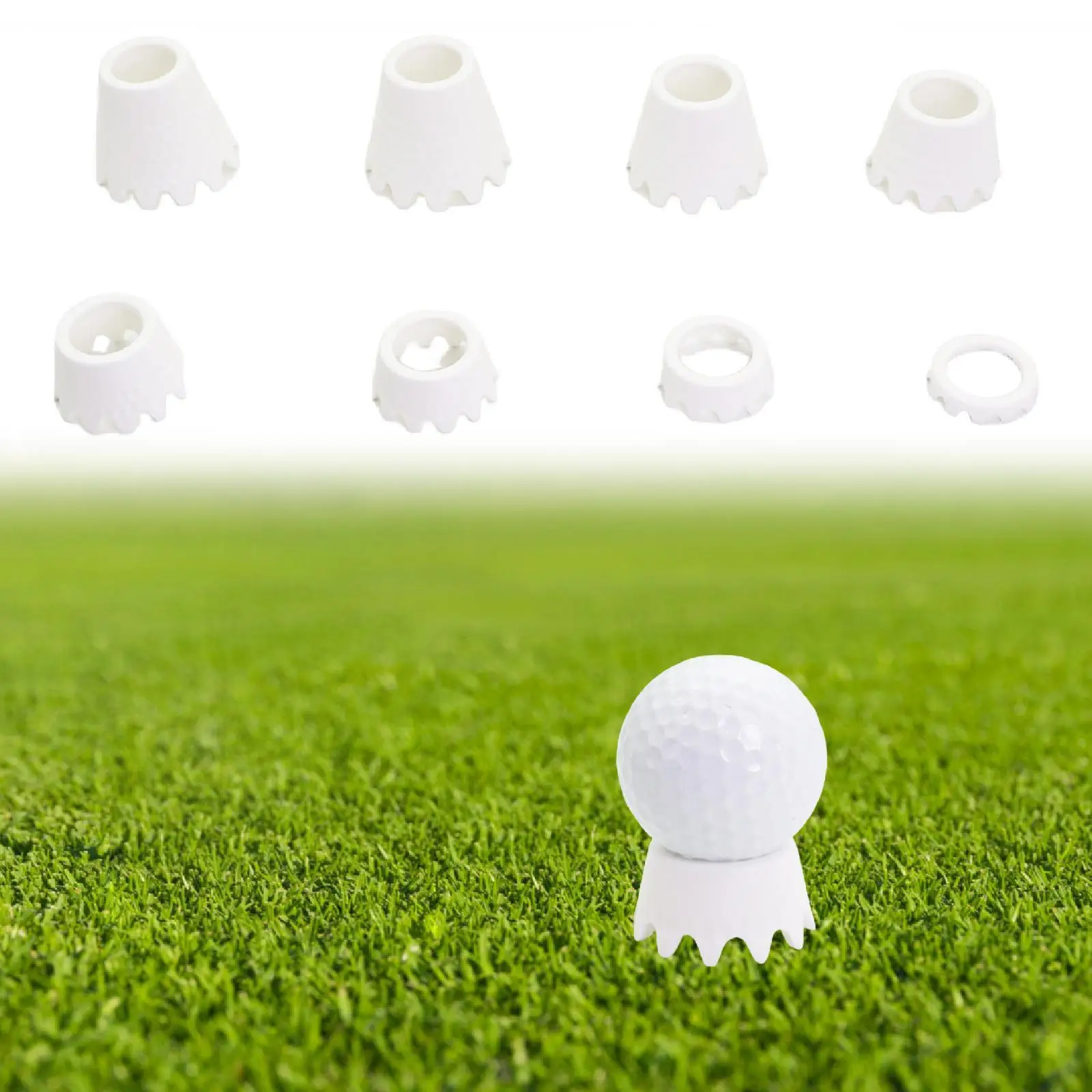 

8Pcs Golf Tees Height from 0.24" to 2.05" Stable Support Outdoor/Indoor Winter Turf Unbreakable Training Golf Simulator Tees