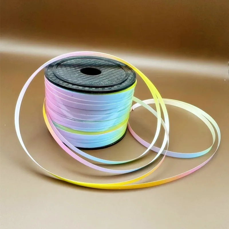 100/250/500 yards/rolle Kunststoff Laser Band 5mm Ballon Bänder Hochzeit Dekoration Folie Satin Band Curling DIY Zubehör – Detail 6