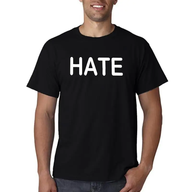 

100% cotton HATE men T shirt short sleeve streetwear men tshirt loose casual t-shirt men tee shirts tops