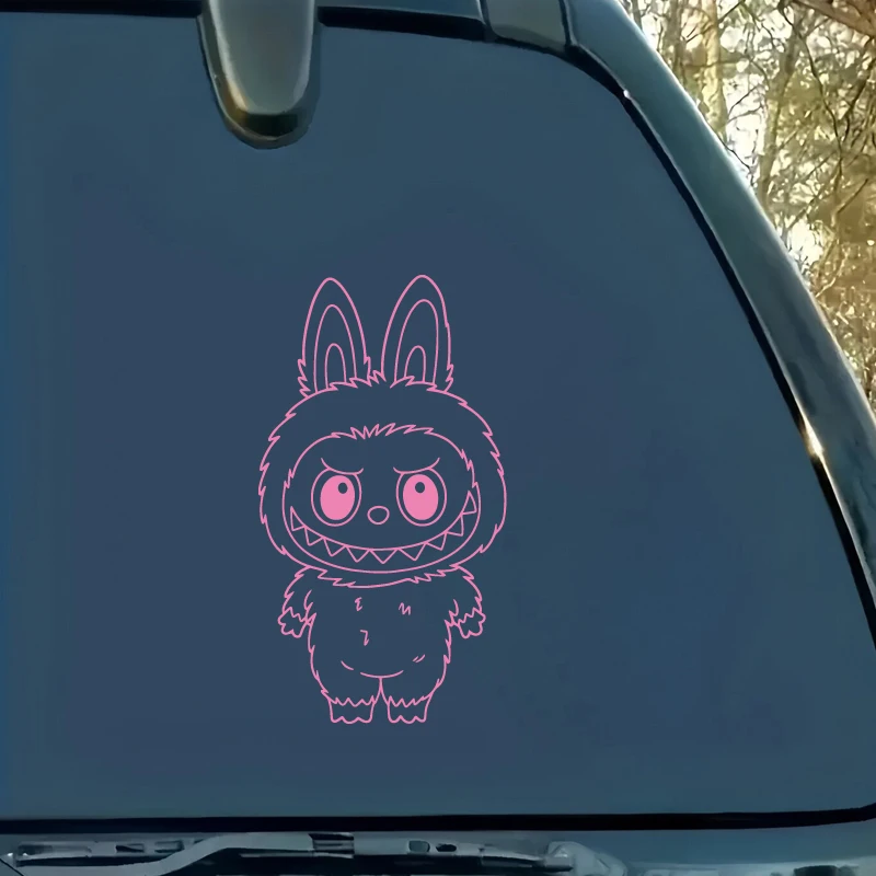 ملصق سيارة "Cool Bunny - Eared Monster: أضف فيبي غير تقليدي إلى رحلتك! فينيل عالي الجودة، سهل الاستخدام على نظام التشغيل Windows/Body Cool