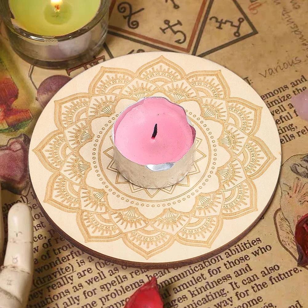 Original Wood Mandala Lotus Desktop Ornament Candle Aromatherapy Multifunctional Shelf Dining Table Insulating Mat Decorations