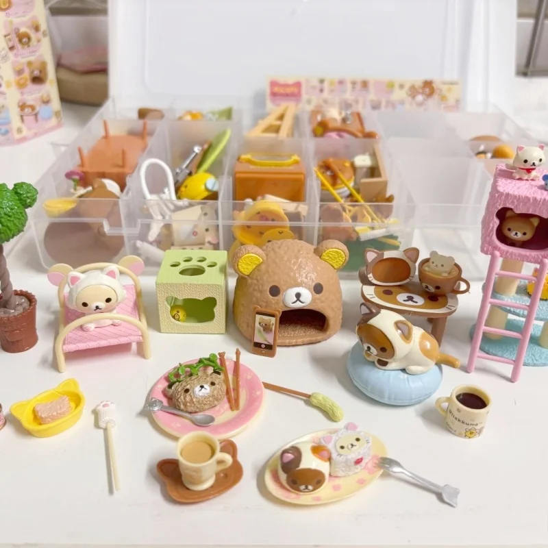Caja de Figuras Originales Re-Ment, Serie Rilakkuma Nonbiri Neko Cat Cafe, Caja Sorpresa, Miniatura Decorativa, Regalo para Niños