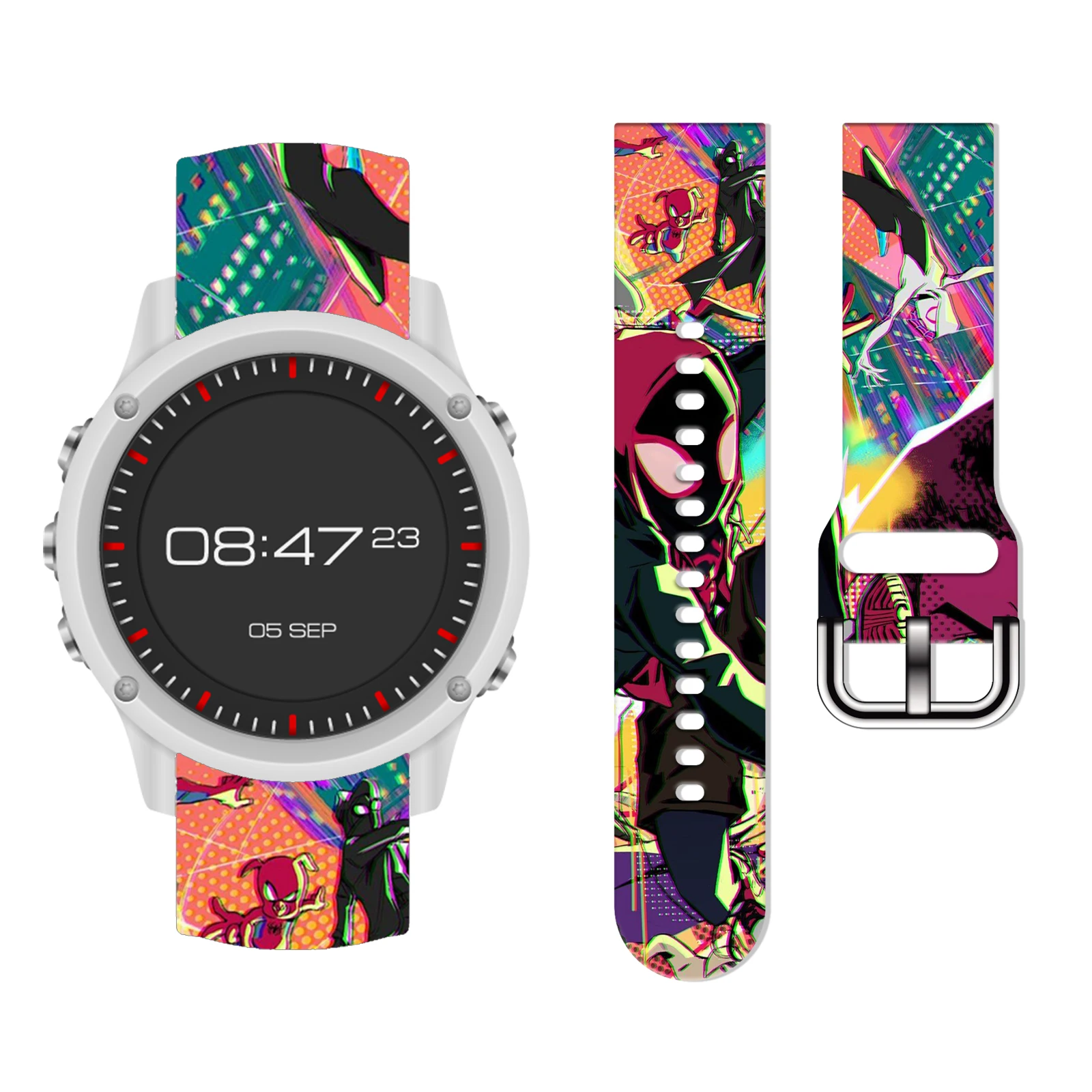 

MINISO 20mm Spider-Man printed watch strap for Samsung Galaxy Watch 7 6 5 Band Replaceable Bracelet for Xiaomi Huawei Watch