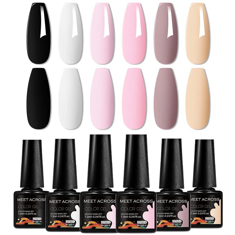 6 pezzi per tutte le stagioni set di smalti per unghie gel nudo rosa rosso glitter semi permanente kit di smalti gel UV tutto per manicure Soak Off Vernis fai da te