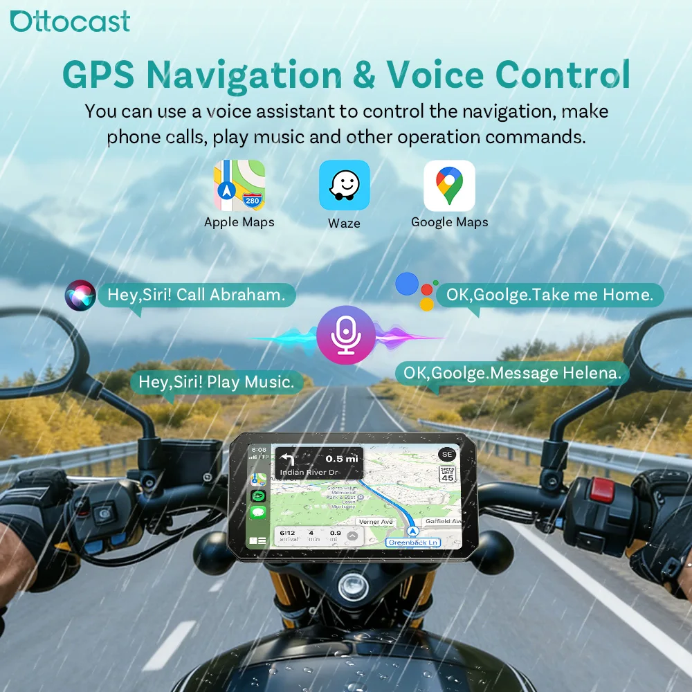 

OTTOCAST Motorcycle CarPlay & Android Auto Display Motorcycle Gps Navigation Waterproof Dash Cam System Touchscreen Navigation