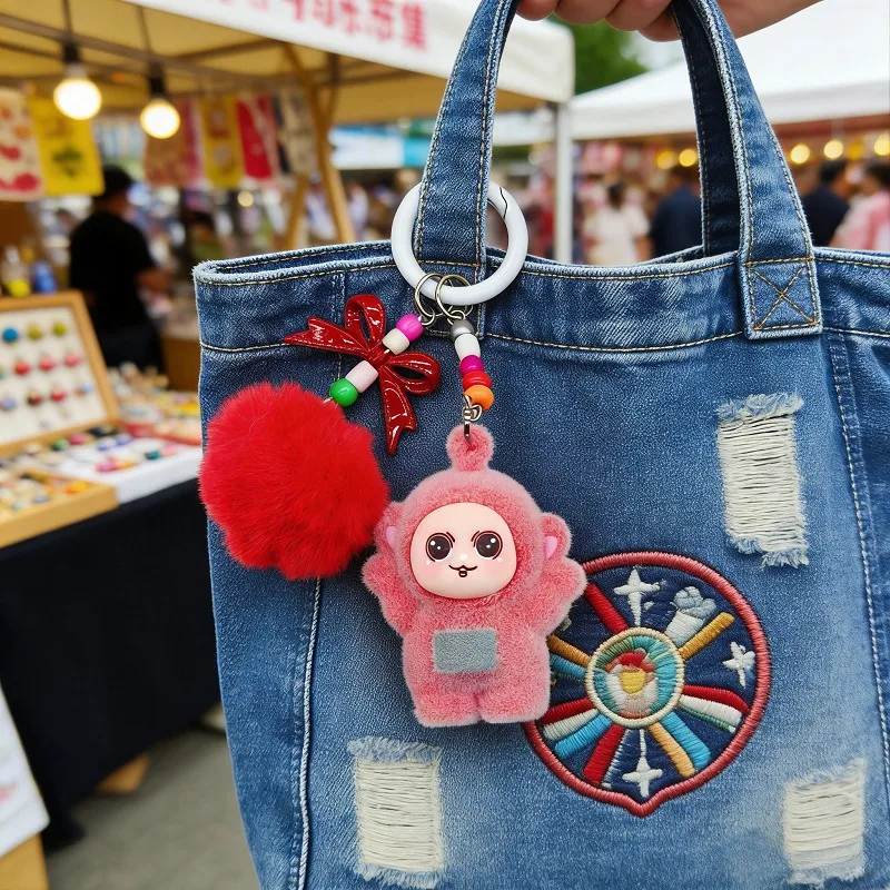 

Горячая мультяшная серия телепузиков, кукла-кулон с шаром волос, креативный изысканный милый рюкзак, брелок для ключей, подарки для мужчин и женщин