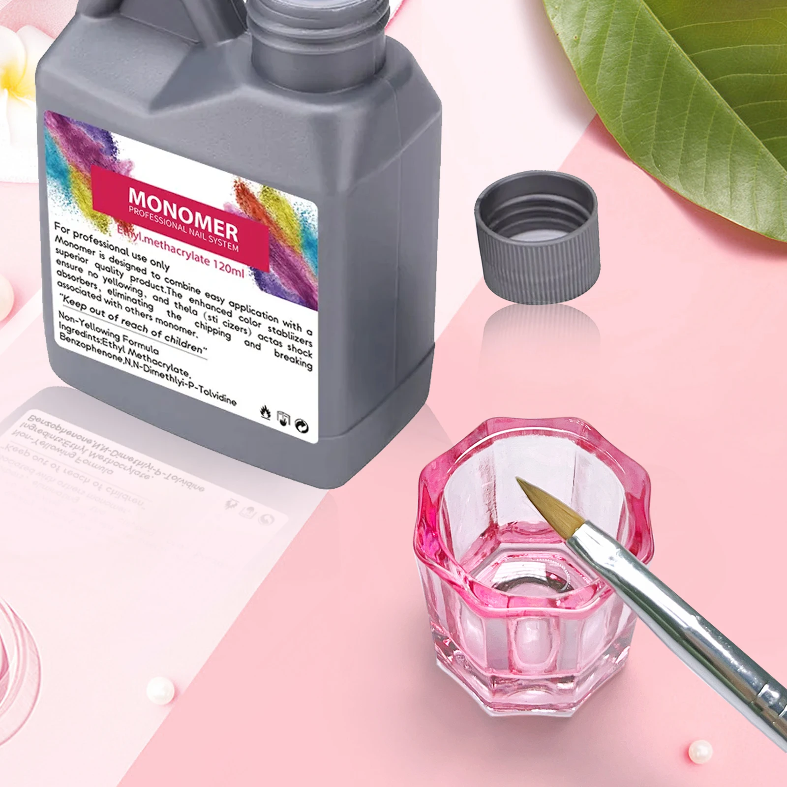 ถ้วยแก้วคริสตัลสำหรับใส่ผงอะคริลิค 8 ชิ้น สีชมพูใส สำหรับใส่ผงทำเล็บ อุปกรณ์ทำเล็บ DIY