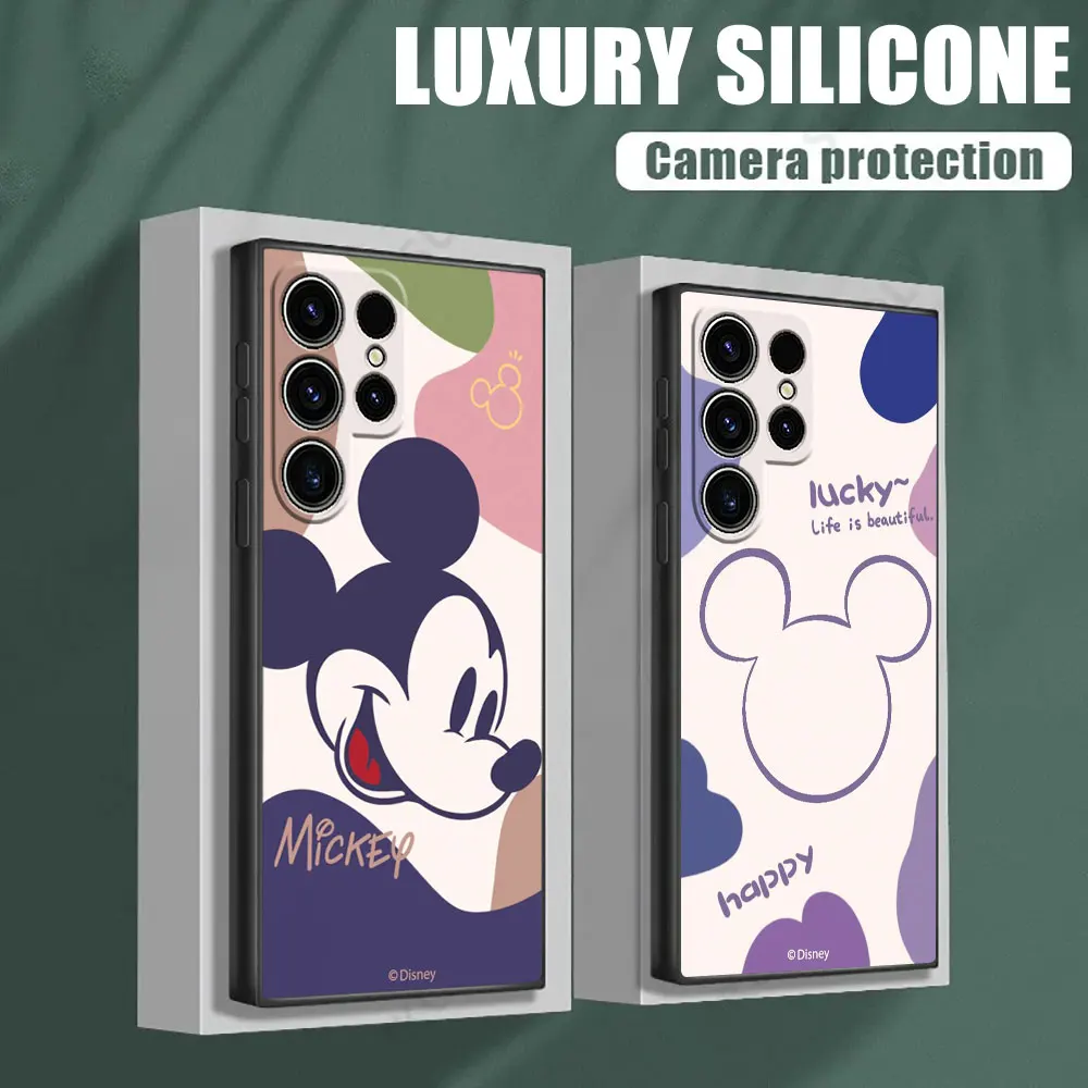 

Cartoon Mickey Mouse Disney Phone Case For Samsung Galaxy S24 Ultra Cases S23 S21 S20 FE S22 9 Plus Note 20 Ultra Silicone Cover