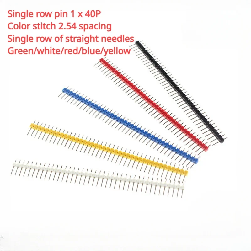 Single row of needles 1*40P color row of needles 2.54 spacing single row of straight needles green/white/red/blue/yellow