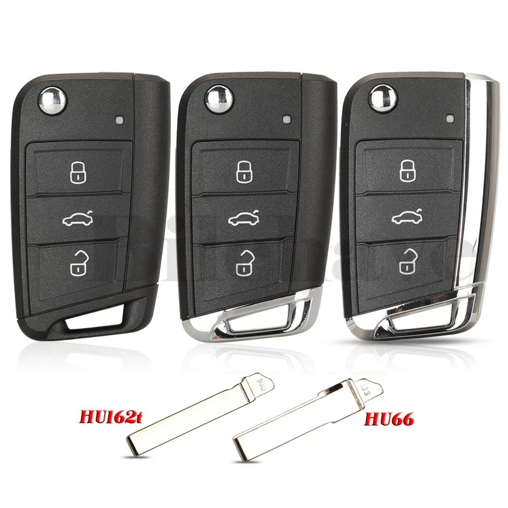 

jingyuqin 10pcs For Volkswagen VW Golf 7 Sportsvan GTI MK7 Skoda Octavia A7 Seat Flip Folding Remote Car Key Shell Fob 3Button