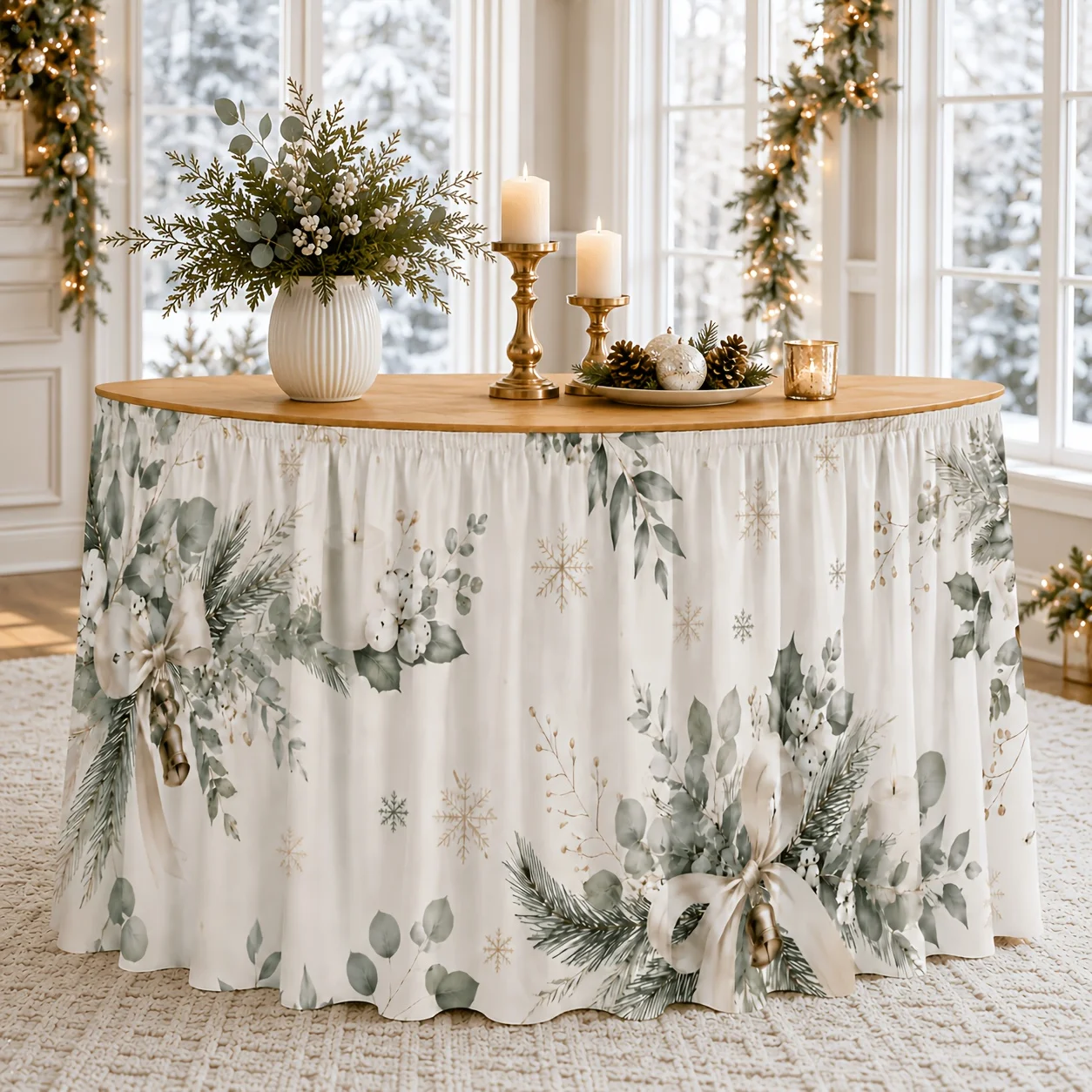 1 piece tablecloth table cover, minimalist Christmas tablecloth, suitable for winter Christmas holiday evening table decoration