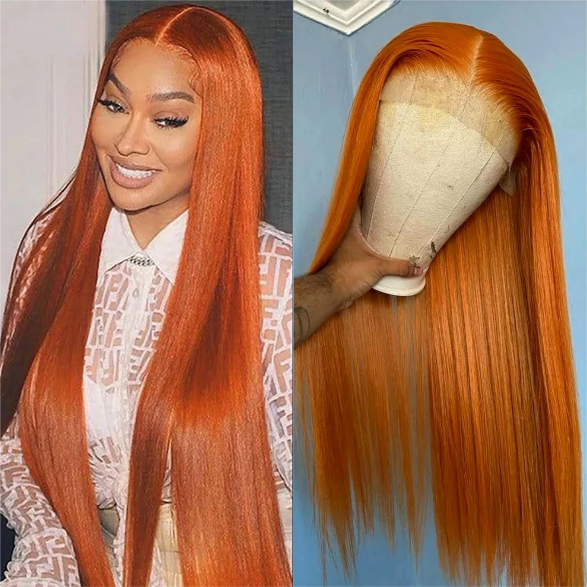 

Рыжий Оранжевый Парик Фронта Шнурка 13x4 Прямой Парик Фронта Шнурка Hd Парик Шнурка Бесклеевой Предварительно Сорванный 360 Цветной Готов к Ноше Косплей