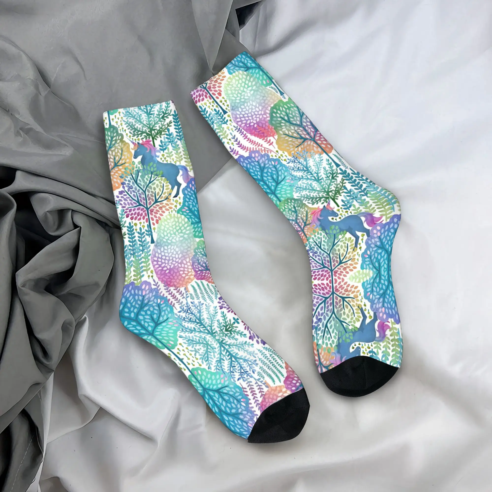 

Носки All Seasons Crew Stockings Hidden Unicorn Woods In Shades, длинные носки в стиле Харадзюку, аксессуары для мужчин и женщин, подарок на день рождения