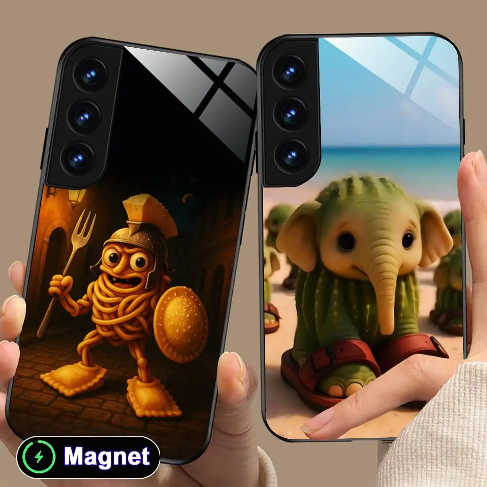 Anime Italian Brainrot Phone Case for Samsung Galaxy S26 S25 S24 S23 S22 S21 S20 Note20 Plus FE Ultra Glass Magnet Cover