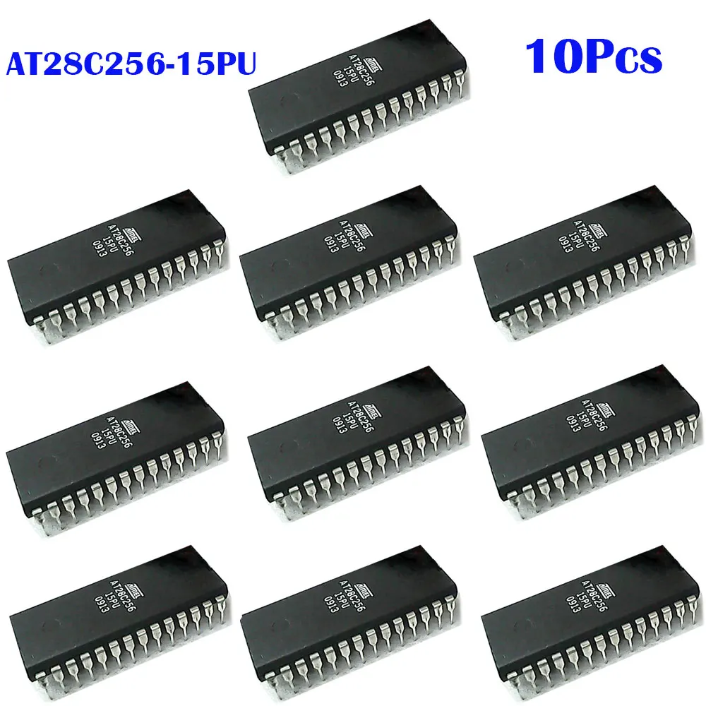 10Pcs AT28C256-15PU 256K 32Kx8 Paged Parallel EEPROM AT28C256 IC Chip Integrated Circuits DIP-28