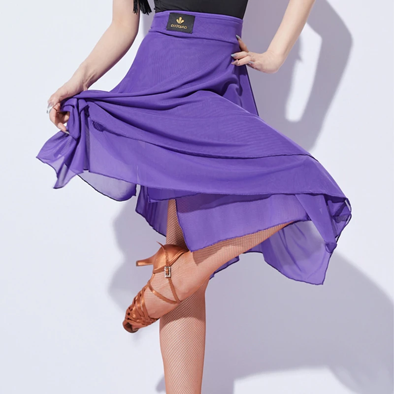 تنورة رقص لاتينية حمراء للنساء أداء الرقص اللاتيني قطعة واحدة تنّورة ملفوفة رومبا تانجو ملابس الرقص للتدريب ملابس الممارسة 3672