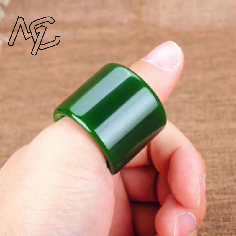 Natural jade vermelho anel coração meridiano budismo amuleto moda charme jóias mão esculpida artesanato presentes para homens 22mm tamanho