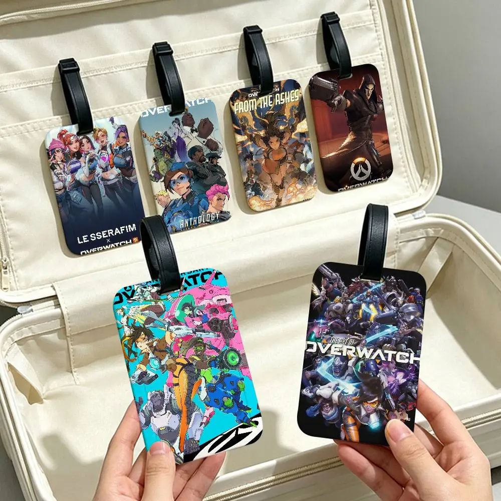 Pop Game O-Overwatch cute Self-adhesive Art Anti lost Luggage Marker PVC Information Card Sleeve Baggage Tag For Outdoor Travel