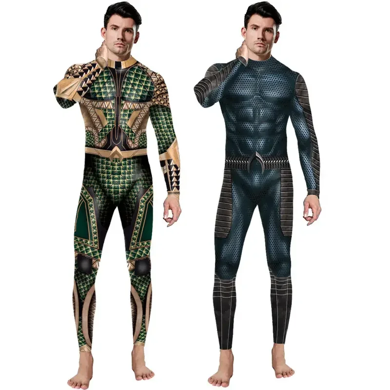 SN60 [You're My Secret] Movie Aquaman Cosplay Jumpsuit Men Jumpsuit Halloween Muscle Cosplay Costumes Role Playing Dress Up 5&8$