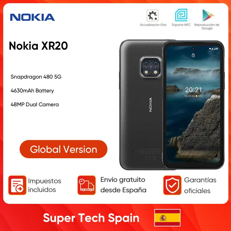 Nokia XR20 5G SmartPhone Qualcomm Snapdragon 480 4630mAh Battery 48MP Camera IP68 Resistant NFC Android 11 15W Wireless Charging