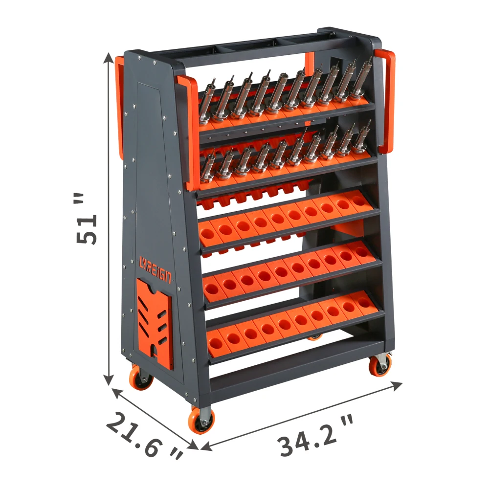 CAT40 CNC Tool Cart-100CAP:5-Tier Rolling Cart w/Wheels,40 Taper Tool Organizer for Shops