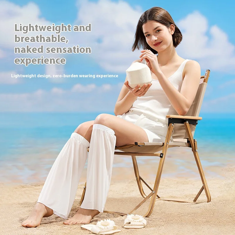 Mangas de brazo de pierna 2 en 1 de seda de hielo fresca para mujer, protector solar para ocio en la playa al aire libre, calentadores de piernas con manga de hielo UV, protección solar de verano