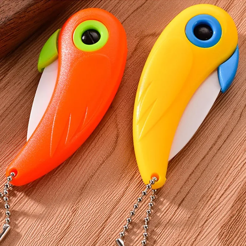 1Pcs Ceramic Fruit Cutlery Fold Blade Mini Vegetable Kitchen Cutter Peeler Camping Pocket Knife Bird Picnic Lunch Cut Slice