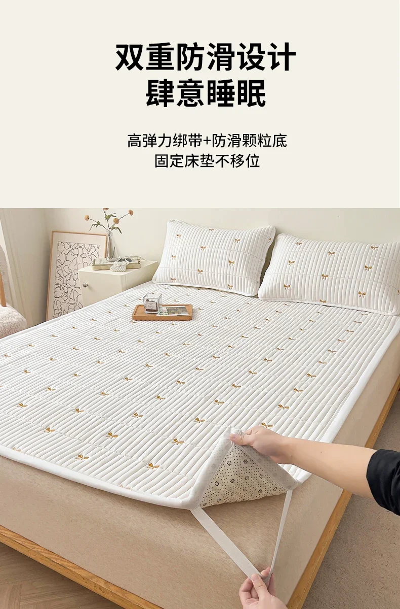 Spring Autumn Comfortable Durable Mattress Toppers Soft Breathable Soybean Fiber Filling Bed Pads Keep Warm Quilted Mattress Pad