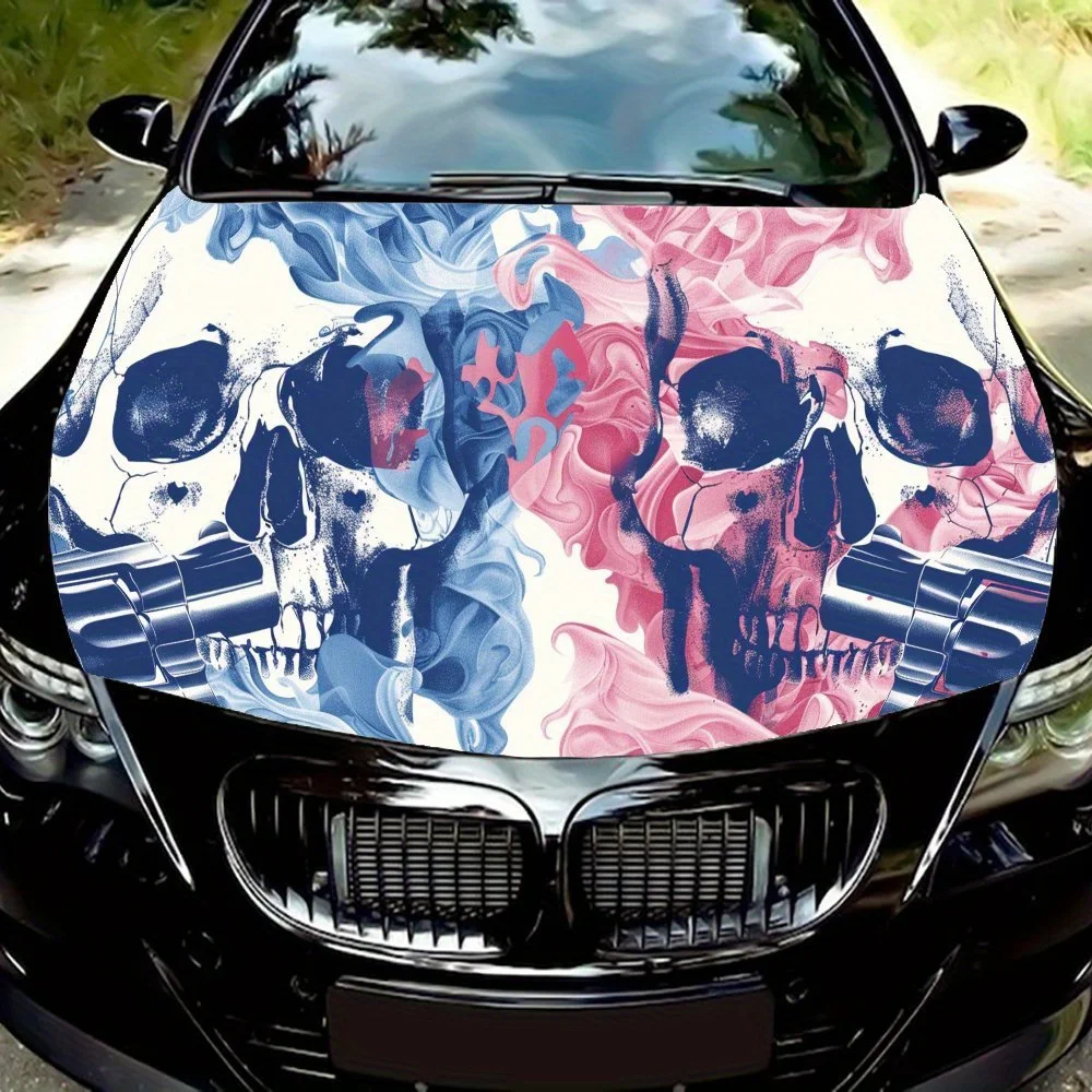 

Daring Smoke Effect Skull Car Hood Vinyl Wraps Sticker, Car Engine Decal, Waterproof Self-adhesive Car Packaging Cover, Splash-R