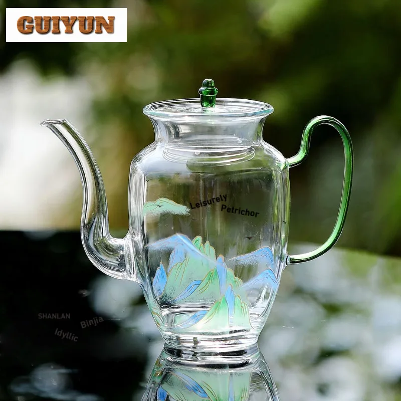 

350 мл чайник из боросиликатного стекла ручной работы, чайник для заварки чая, чайник с ситечком, аксессуары для чайной посуды, украшение