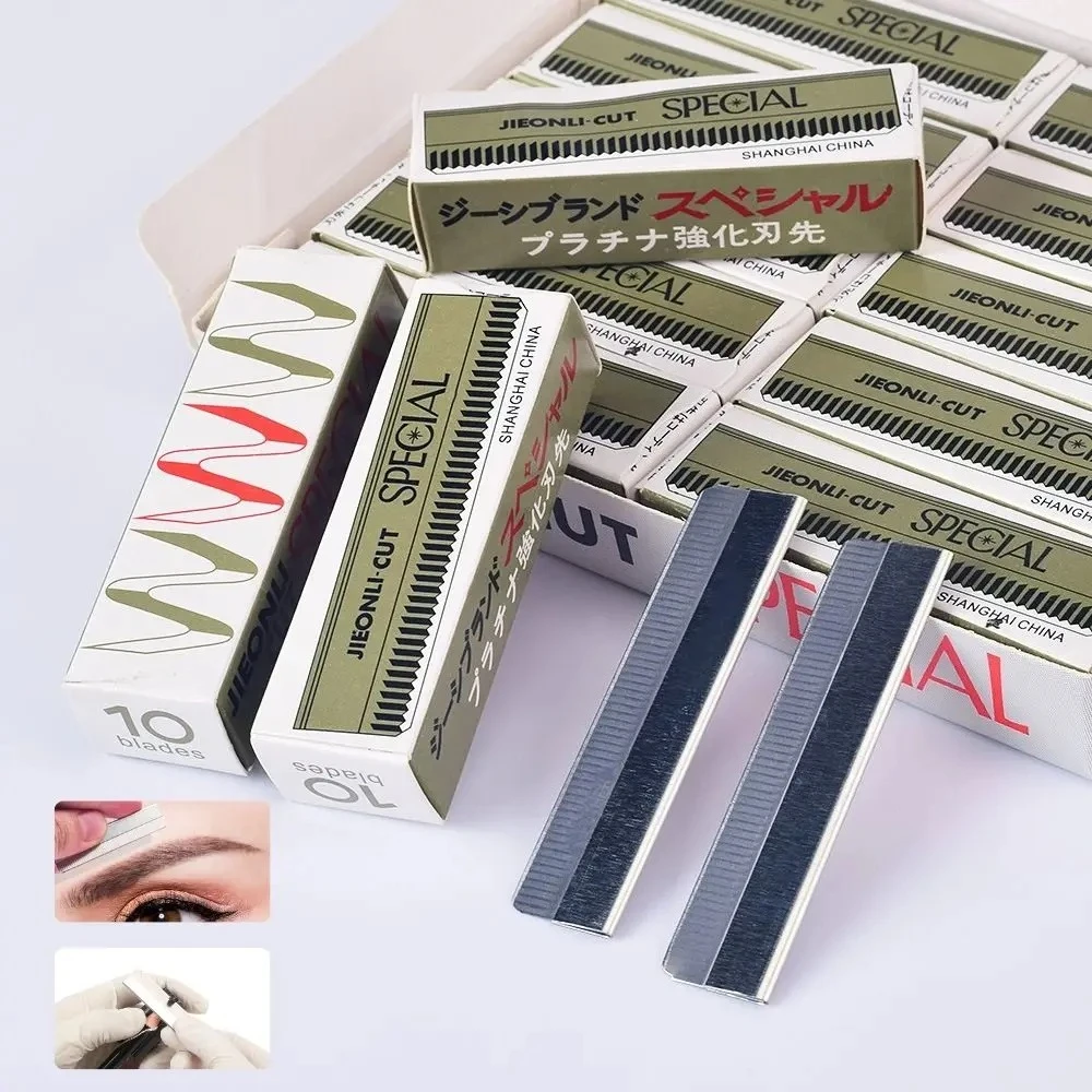200pcs Microblading Eyebrow Knives Stainless Steel Eyebrow Trimmer Razor Blade for Permanent Makeup Brow Tattoo Beauty Tool