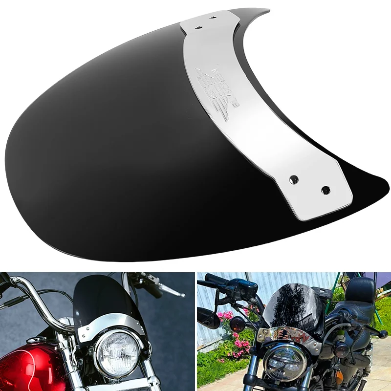 

ABS Plastic Motorcycle Windscreen Black Windshield Wind Deflector Covers For Harley Sportster XL 883 1200 2004-2025