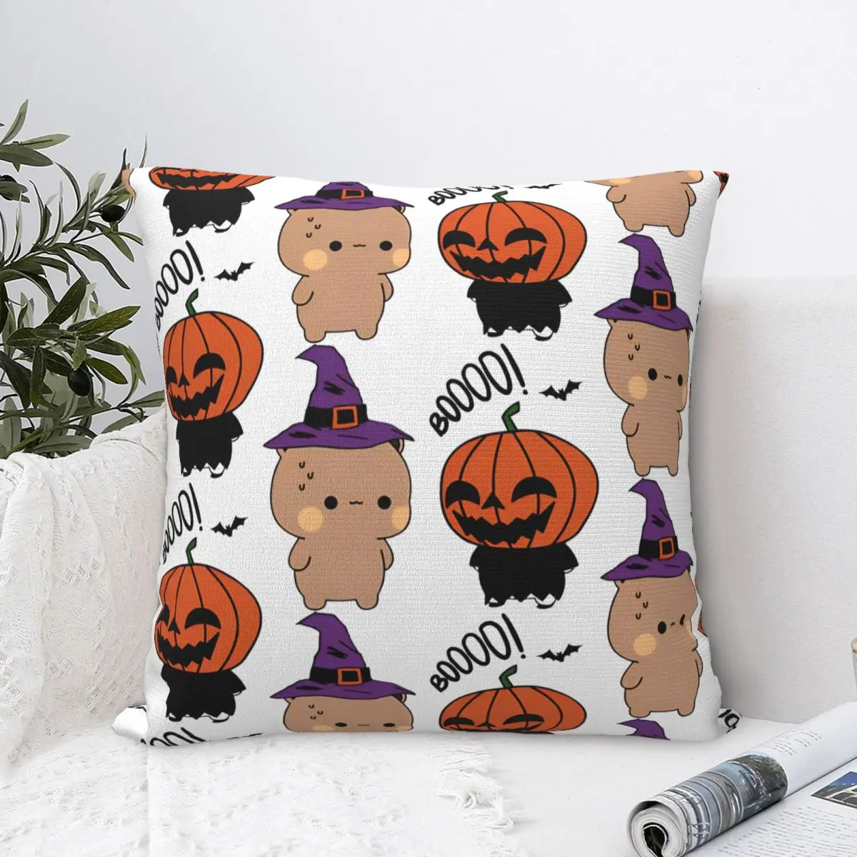 Cartoon Bubu Dudu In Love Halloween Pumkin Pillowcase Soft Cushion Cover Gift Throw Pillow Case Cover Living Room Square 45*45cm