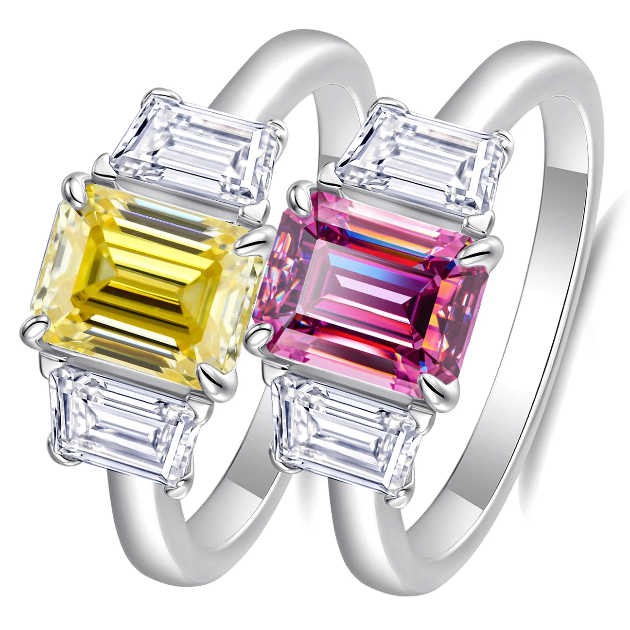 

Сияющее кольцо с муассанитом изумрудной огранки 2,0 карата 6x8 мм, женское кольцо S925, посеребренное с бриллиантами, сверкающее ювелирное изделие, подарок