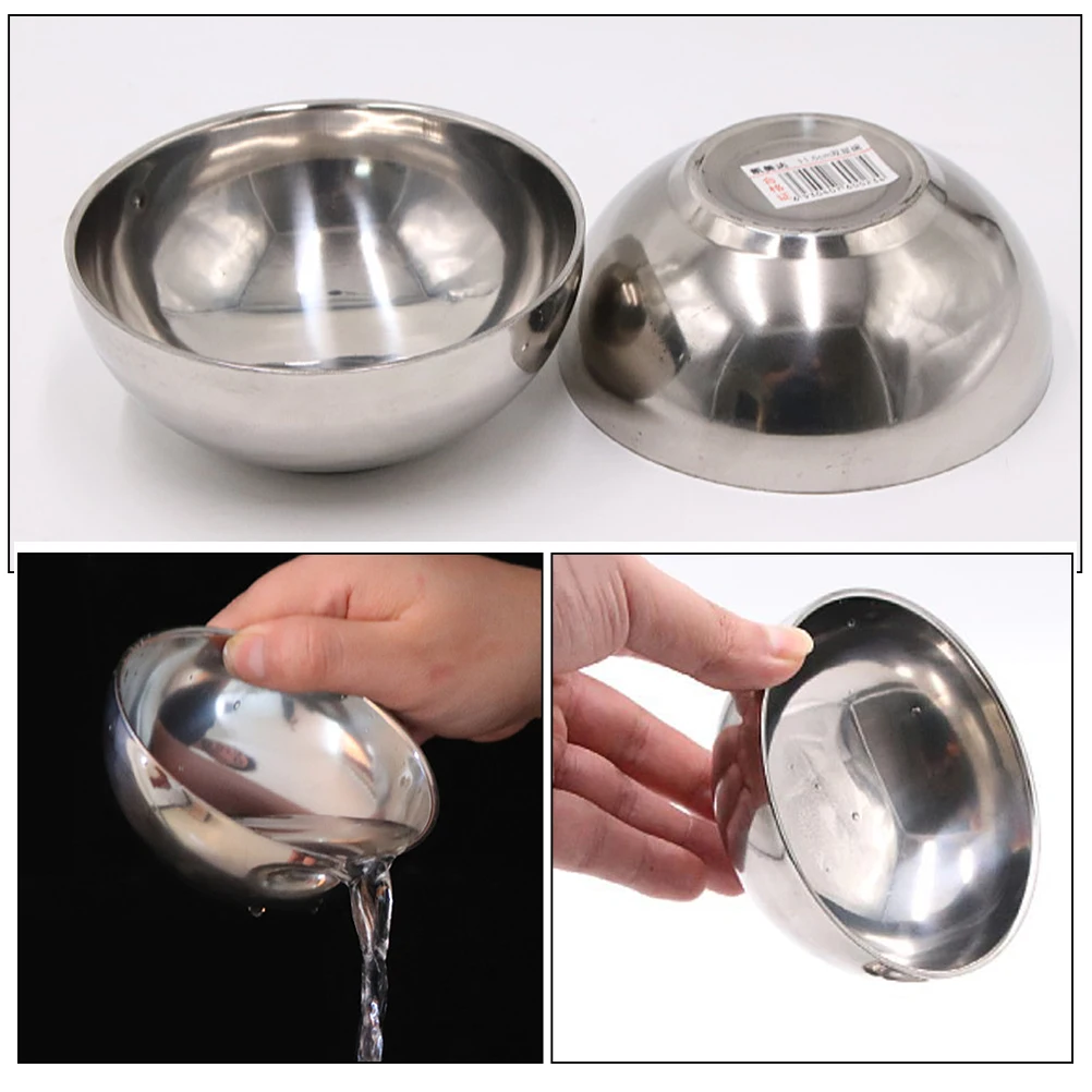 

2 Pcs Double Bowl Water-out Props Party Toy Empty Prank Stuff Insulated Waterbottles Stainless Steel Pedestal Sport