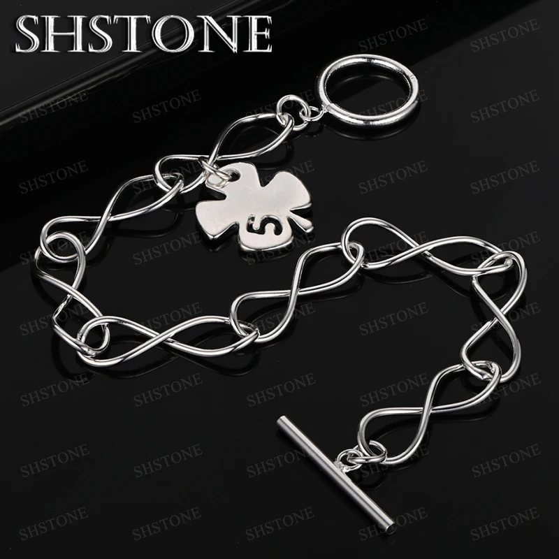 

Four Leaf Clover 925 Sterling Silver Bracelet For Women Men Engagement Wedding Party Fashion Jewelry Beautiful Accessories