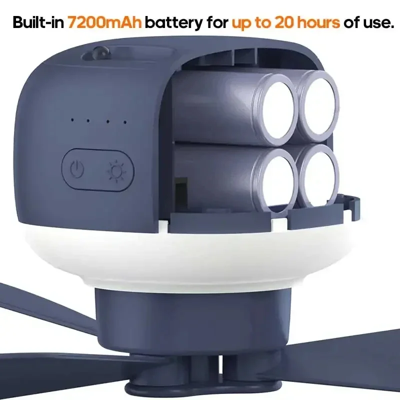 Ventilatore da campeggio multifunzionale per esterni - Circolatore da soffitto per tenda, dispositivo di raffreddamento dell'aria con luci a LED e telecomando