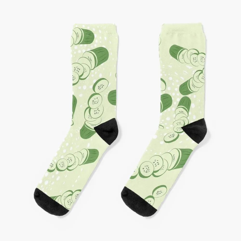 

set of cucumbers in white dot texture Socks Sports heated cycling fashionable Woman Socks Men's