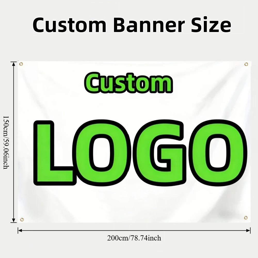 2D FLAT 1pc Multi-Size Custom Flags & Banners - Custom Banner with Your Logo/Text/Photo, Durable Polyester Fabric for Home Decor